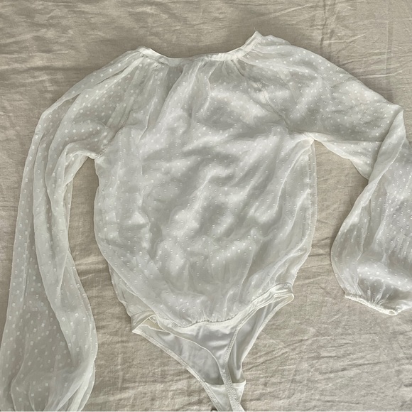 Abercrombie White Bodysuit Blouse Button Up - Picture 5 of 6
